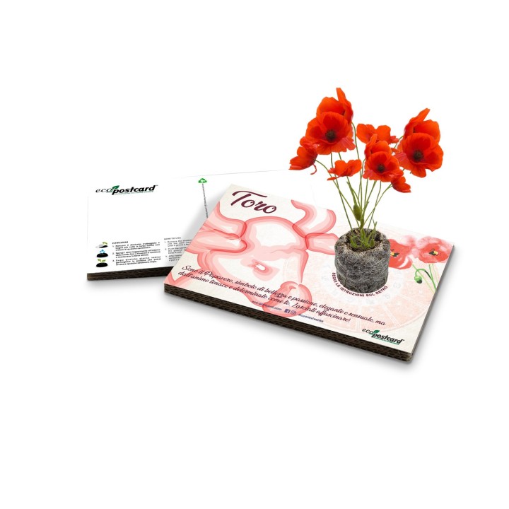 Eco-Postcard zodiaco Toro - papavero