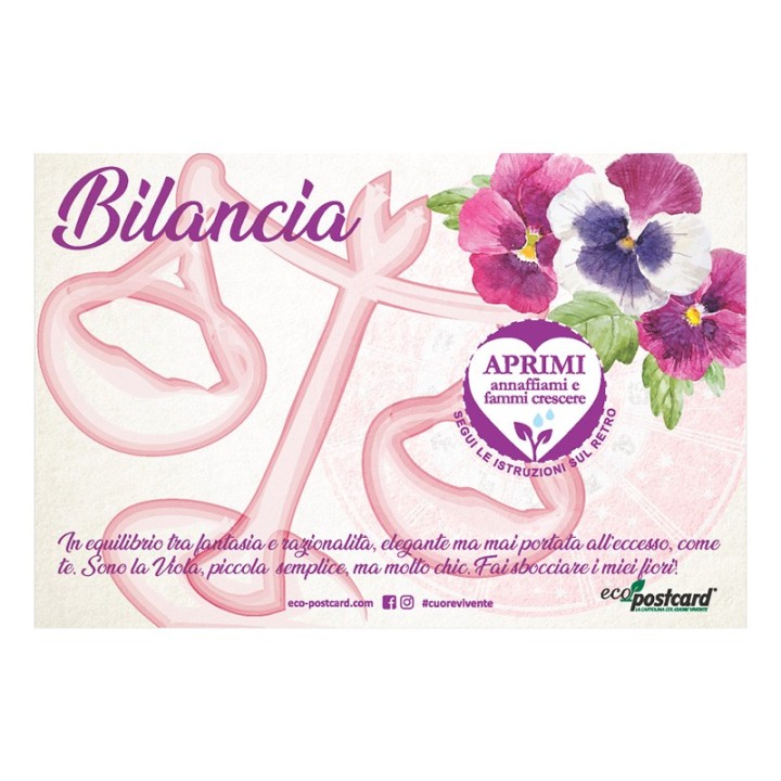 Eco-Postcard zodiaco Bilancia - viola del pensiero