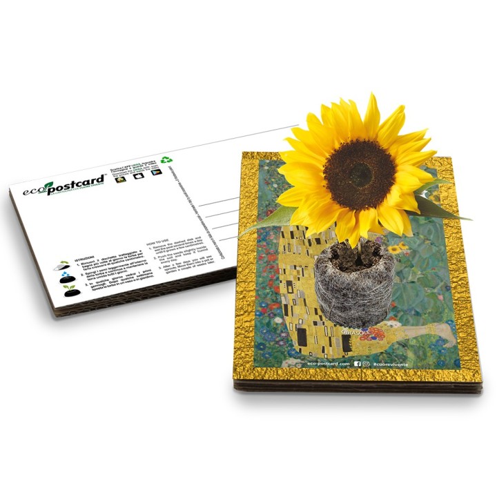 Eco-Postcard cartolina artistica Girasoli Van Gogh con Realtà Aumentata| Fronte